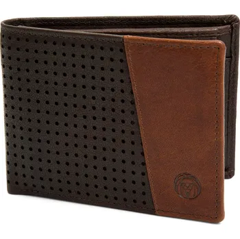 Peněženka Montreal perforovaná hnědá a světle hnědá RFID kožená peněženka - Lucleon