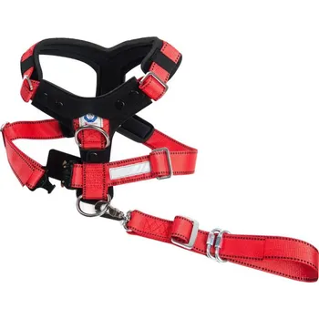 Postroj pro psa Bezpečnostní postroj s atestem s rychlorozepínáním - červený Velikost: XL