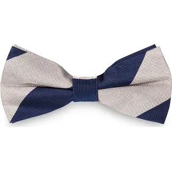 Motýlek Hedvábný motýlek se stříbrnými a navy proužky - Trendhim