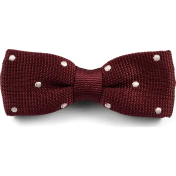 Motýlek Bordó pletený motýlek s bílými puntíky - Tailor Toki