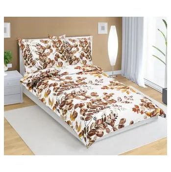 Povlečení Povlečení bavlněné - Lupení hnědá, béžová - 140x200, 70x90 cm