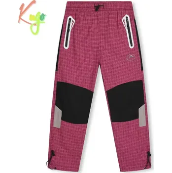Dívčí kalhoty Dívčí outdoorové plátěné kalhoty Kugo FK7601, růžové (dětské bavlněné kostkované kalhoty)
