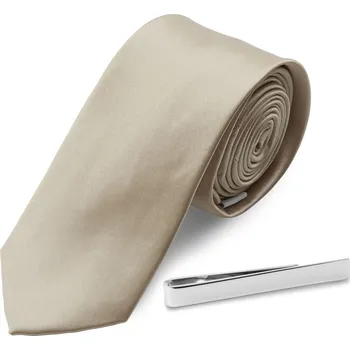 Spona na kravatu Sada kravaty v&nbsp;barvě šampaňského a kravatové spony stříbrné barvy - Trendhim