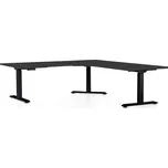 Výškově nastavitelný stůl OfficeTech Angle, 180 x 200 cm, černá podnož, černá
