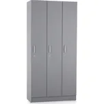 Dřevěná šatní skříňka Visio LUX - 3 oddíly, 90 x 42 x 190 cm, šedá