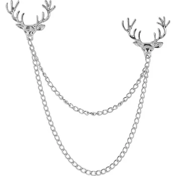 Řetízek Řetízek na límeček se dvěma jeleními hlavami ve stříbrné barvě - Warren Asher
