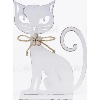 Plechová kočka s květinou