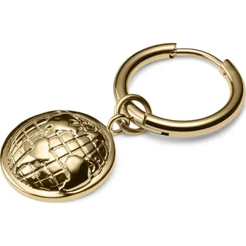 Náušnice Ocelová náušnice kroužek s glóbusem zlaté barvy - Lucleon