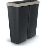 Odpadkový koš DUO černý, 50 l, hnědá / černá