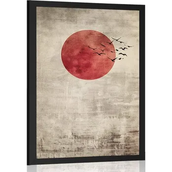 Plakát Dovido Plakát japandi červený měsíc
