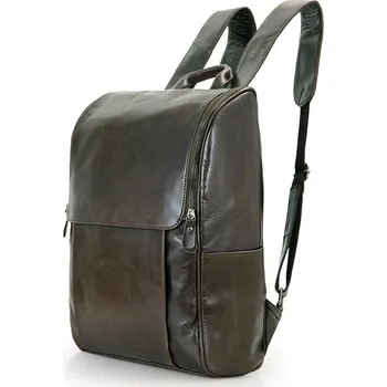 Městský batoh Šedý kožený batoh - Delton Bags