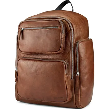 Městský batoh Světle hnědý kožený batoh California - Lucleon