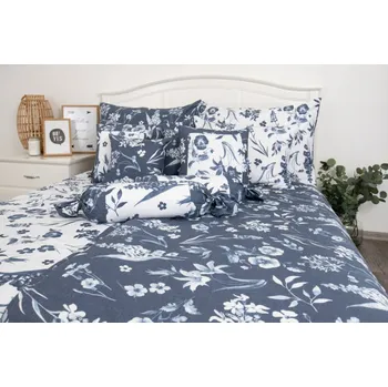 Povlečení Podpěrová Zdeňka Ložní povlečení flanel - FLORA INDIGO - POZITIV/NEGATIV 40x40 cm