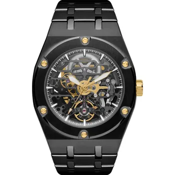 Hodinky Aaran Mamut černé automatické skeletové hodinky - Arkai