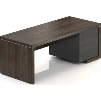 Jídelní stůl Stůl Lineart 200 x 85 cm + pravý kontejner, jilm tmavý / antracit