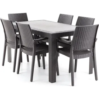 Zahradní sestava Zahradní stolová sestava Clint - 6 míst, tmavě hnědá