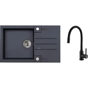 Granitový dřez Alveus SET Rock 130/91 + baterie Mintas black MAT + 5 % sleva v košíku s kódem SLEVA5