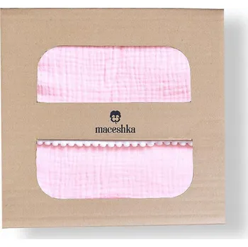 Povlečení Maceshka Mušelínové povlečení Nature s ozdobným okrajem, rose-pompony