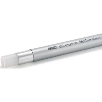 rozdělovač topení Rehau RAUTITAN STABIL trubka vícevrstvá 20x2,9mm, univerzální, 5m, násuvná, voda, v tyčích, PE-Xa/Al/PE, stříbrná