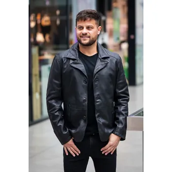 Černé kožené sako DMJaryk DB Velikost 56