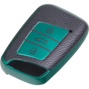 TPU obal pro klíč VW Passat B8, zelený-kůže