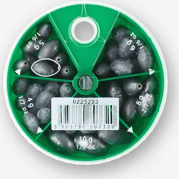 CAPERLAN Zátěže pro rybolov KRABIČKA DĚROVANÝCH OLIVEK PĚTIDÍLNÁ 1