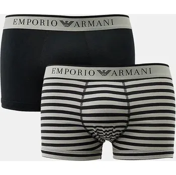 Boxerky Pánské boxerky 2Pack 111210 4R542 černé/proužek - Emporio Armani L