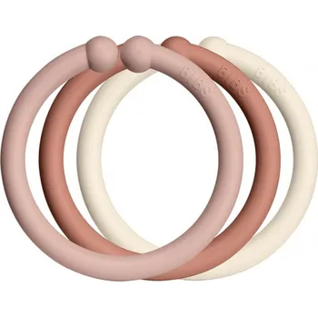 dudlíky Bibs Loops kroužky 12 ks Blush/Woodchuck/Ivory