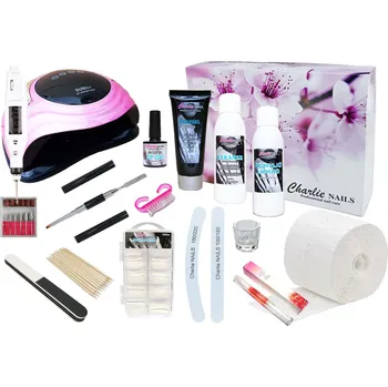 Startovací sada na Polygel nehty XXXL 168W růžová s bruskou 10W