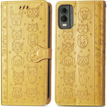 Náhradní kryt pro mobilní telefon VSECHNONAMOBIL 73897 CUTE CAT Peněženkový kryt Nokia C32 žlutý