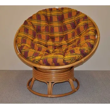 Nábytek Ratanový papasan houpací medový polstr okrový SLEVA 7 % | RYCHLÉ DODÁNÍ