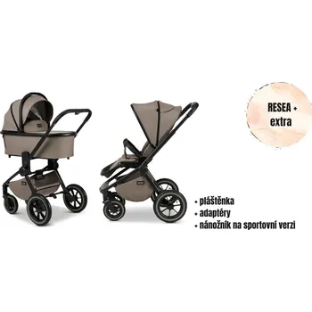 Kočárek Moon SET EXTRA Resea+ MUD, včetně adaptérů, pláštěnky a nánožníku
