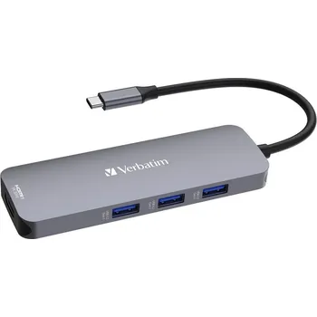 USB hub USB Hub Verbatim USB-C Pro Multiport 8 Port - stříbrný