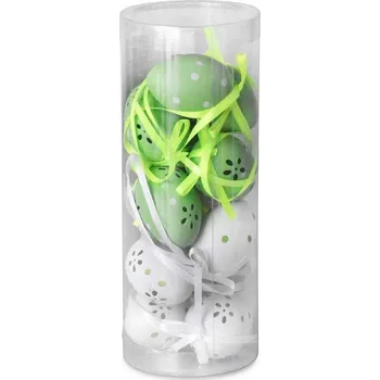 Svíčka Kraslice 12 ks 40 mm zdobená v tubusu,zelená, bílá 30 gram
