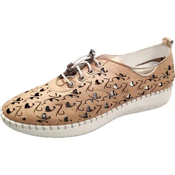 Dámská treková obuv Obutex Dámská kožená vycházková obuv Rovigo perforovaná béžová Velikost: 42