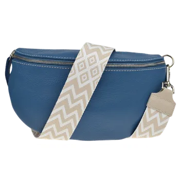 Kabelka NovaKabelka.cz Kožená italská crossbody kabelka Reni Grande Blu s přídavným popruhem IX