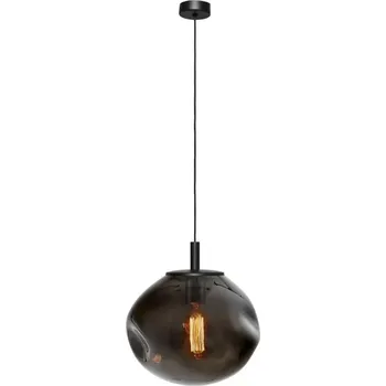 Kaspa 11152108 AVIA BLACK S - Závěsné černé svítidlo s nepravidelným průhledným stínidlem v grafitové barvě, 1 x E27, Ø 25cm (Závěsné svítidlo 1 x E27, se skleněným stínidlem)