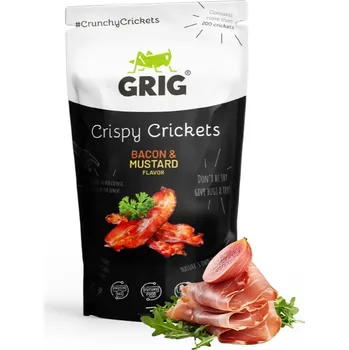 Sušená potravina Grig křupaví cvrčci 20 g Příchuť: Slanina a hořčice