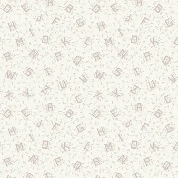 Tapeta Bílo-šedá vliesová tapeta na zeď, písmena, abeceda, 119862, Laura Ashley 3, velikost 10,05 x 0,52 m