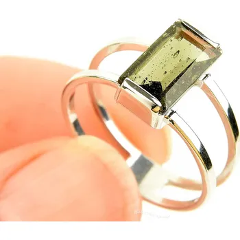 Prsten Prsten obdélník 12 x 6mm vltavín standard brus Ag 925/1000 + Rh