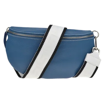 Kabelka NovaKabelka.cz Kožená italská crossbody kabelka Reni Grande Blu s přídavným popruhem VI