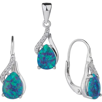 Souprava šperků Bealio BEALIO Stříbrná souprava SLZA zelený OPÁL 03-10097-1855