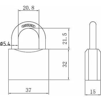 Visací zámek ZÁMEK KLÍČE ŠEDÝ 38/40MM HG340 (12/144)