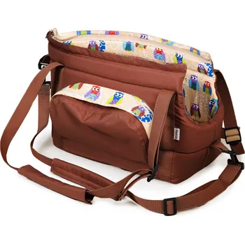 Taška pro psa a kočku Přepravní taška pro psy CARRIE no.2 hnědá se sovičkami / Iridog v22 x š18 x d34 cm