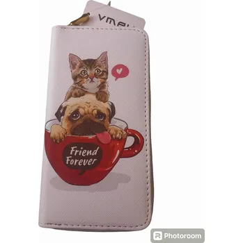 Peněženka Dámská peněženka,kotě a pes v šálku