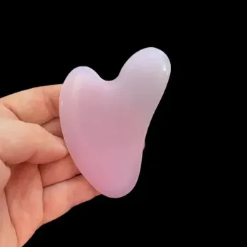 Přírodní masážní deska gua sha z křemene - Růžová B