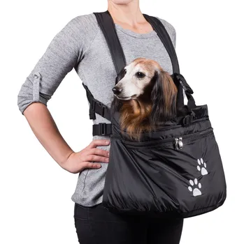 Psí batoh Iridog Batoh na psa 2v1 ZIPPY no.3 šusťák černý tlapky v30 x d38 x š23 cm