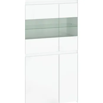 Knihovna Tempo Kondela Vitrína 2D2W, bílý lesk, LINDY