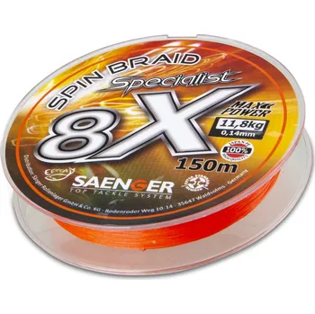 Saenger šňůra 8 X Specialist Spin Braid 150 m 0,14 mm oranžová