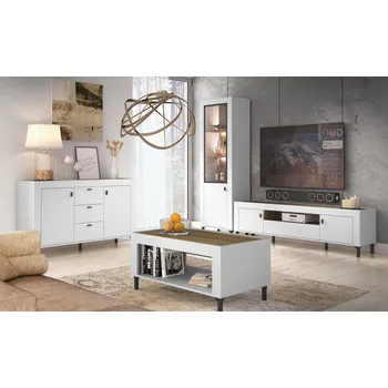 Obývací stěna Obývací sestava Mossa 1 - dub whiskey + bílá